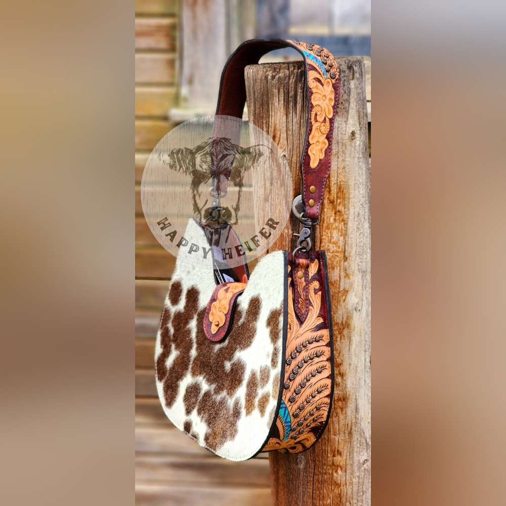 American Darling Genuine Cowhide and Floral Tooled
Hobo Bag. - Picture 8 of 11